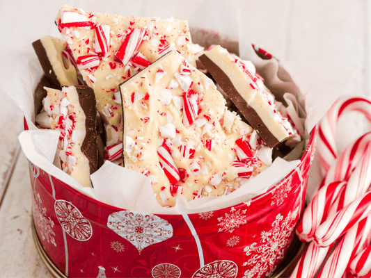 CHRISTMAS PEPPERMINT BARK: This peppermint has found its home next to a self-indulgent chocolate blend.  Mouthwatering goodness!
